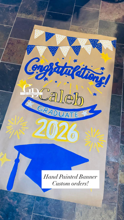Graduation Hand Painted Banner - Custom Made Party Decor for Graduate 2026