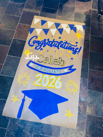 Graduation Hand Painted Banner - Custom Made Party Decor for Graduate 2026