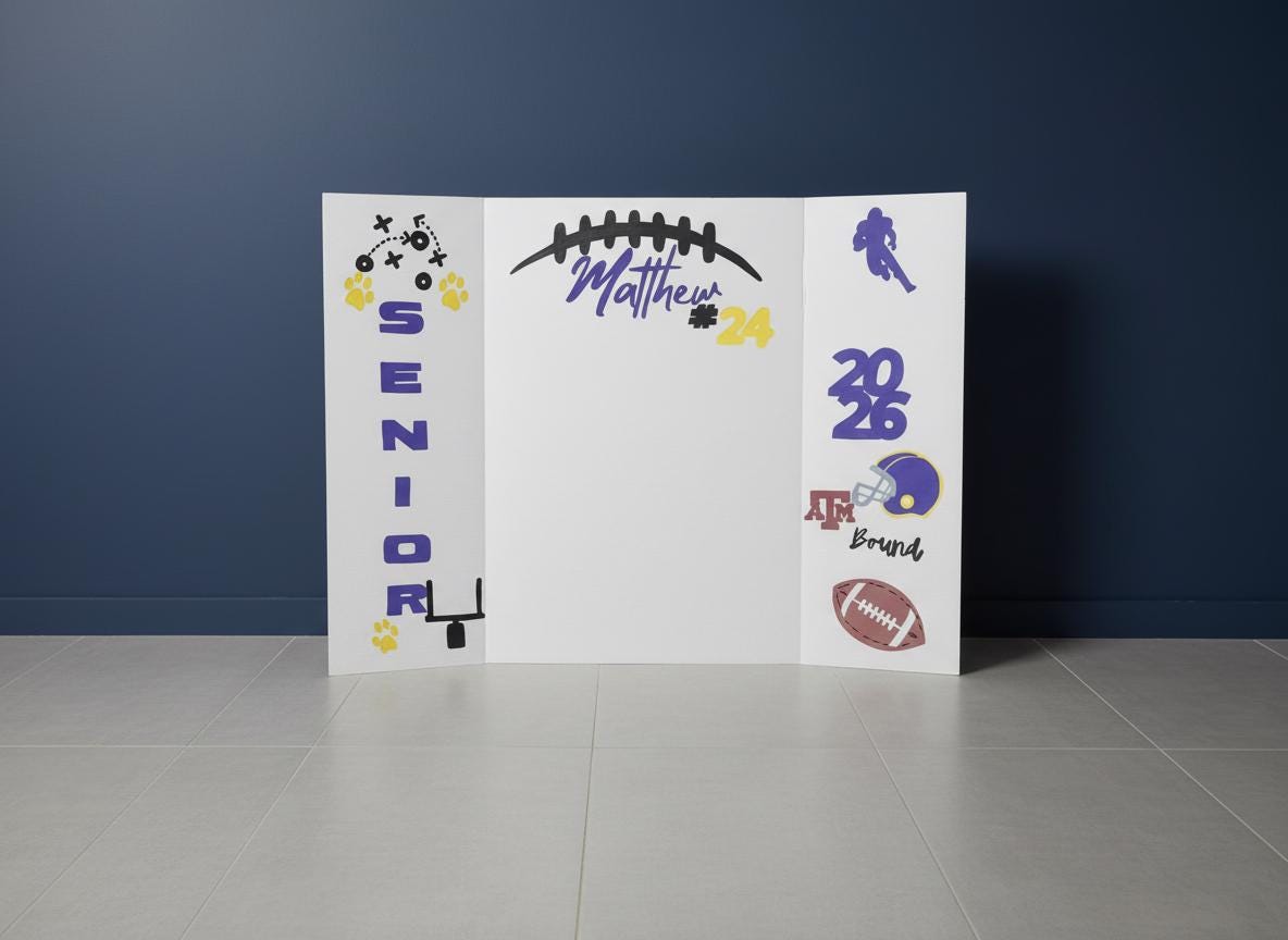 Graduation Photo Display Board - Hand-Painted Presentation Board for Senior Night and Signing Day 2026 Custom Made Grad Party