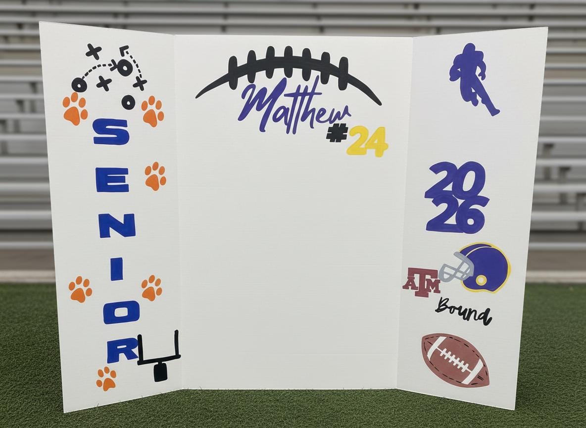 Graduation Photo Display Board - Hand-Painted Presentation Board for Senior Night and Signing Day 2026 Custom Made Grad Party
