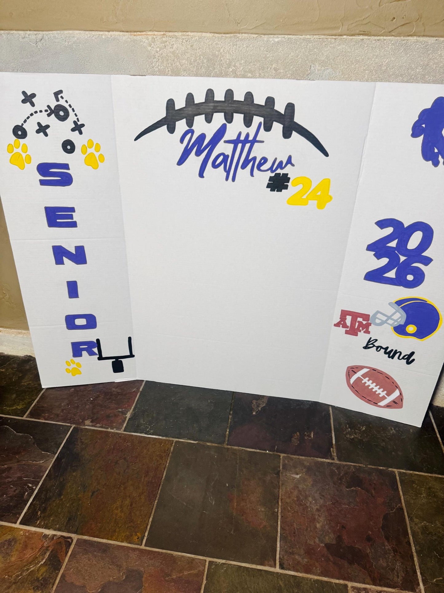 Graduation Photo Display Board - Hand-Painted Presentation Board for Senior Night and Signing Day 2026 Custom Made Grad Party