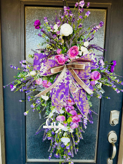 Easter Cross Wreath Oversized cross shaped floral wreath Elegant Religous Decor for front door Easter Decor Christian gifts