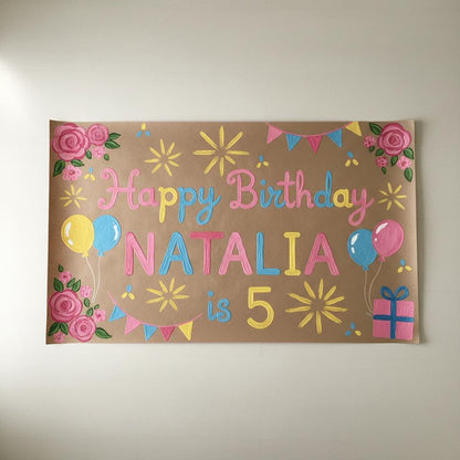 Hand Painted Custom Celebration Banner: Birthday, Galentine's Day