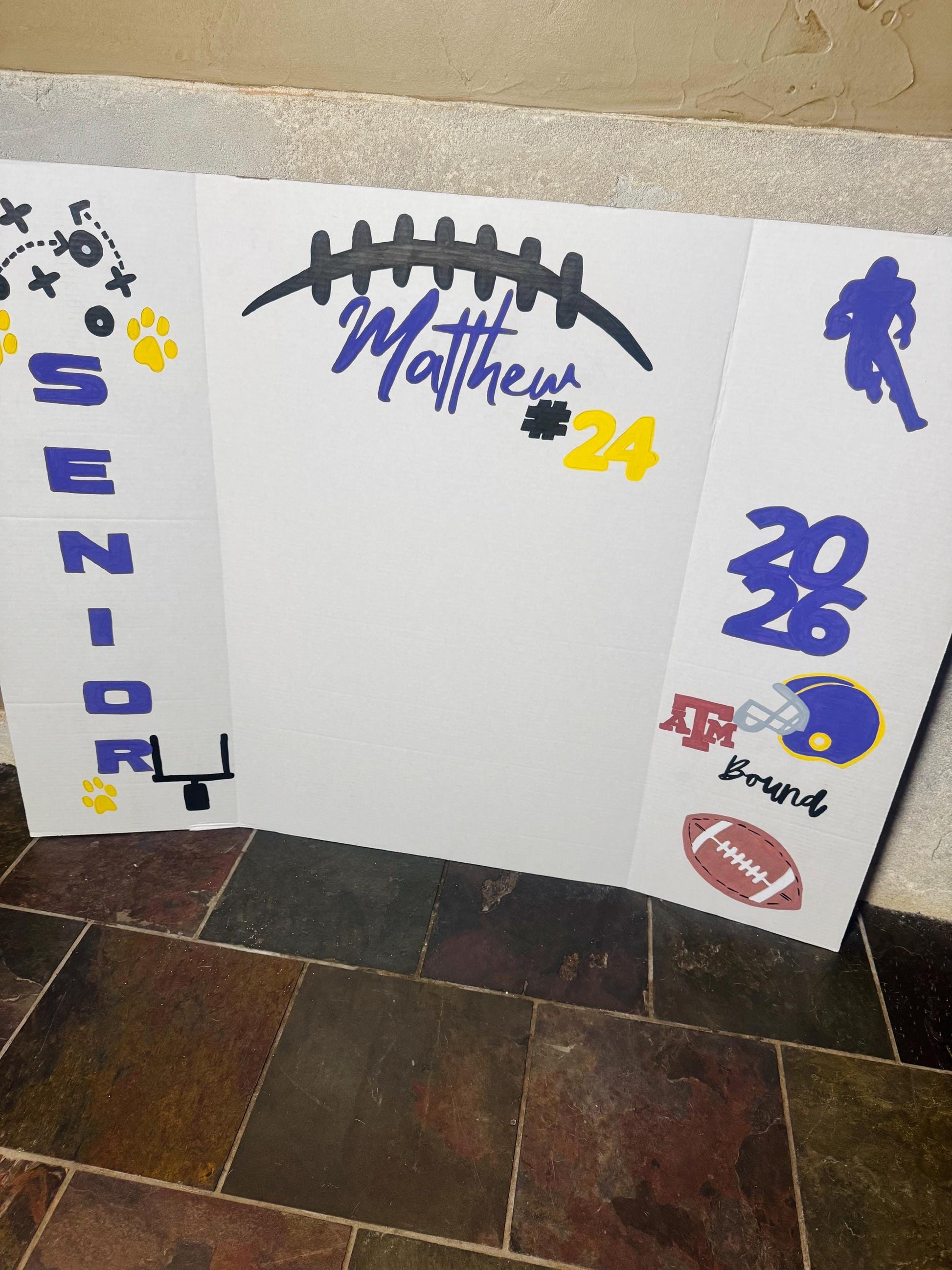 Graduation Photo Display Board - Hand-Painted Presentation Board for Senior Night and Signing Day 2026 Custom Made Grad Party