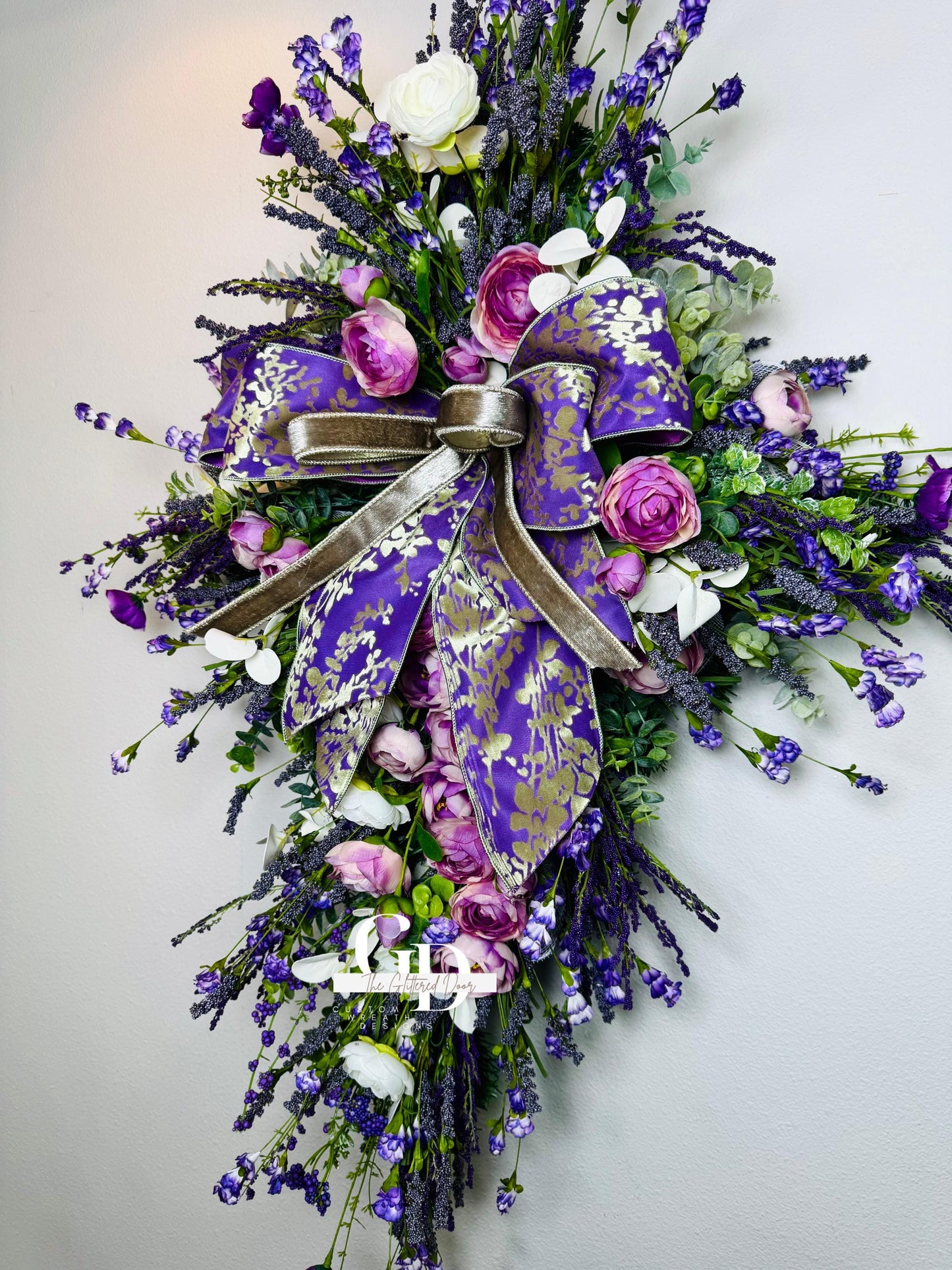 Easter Cross Wreath Oversized cross shaped floral wreath Elegant Religous Decor for front door Easter Decor Christian gifts