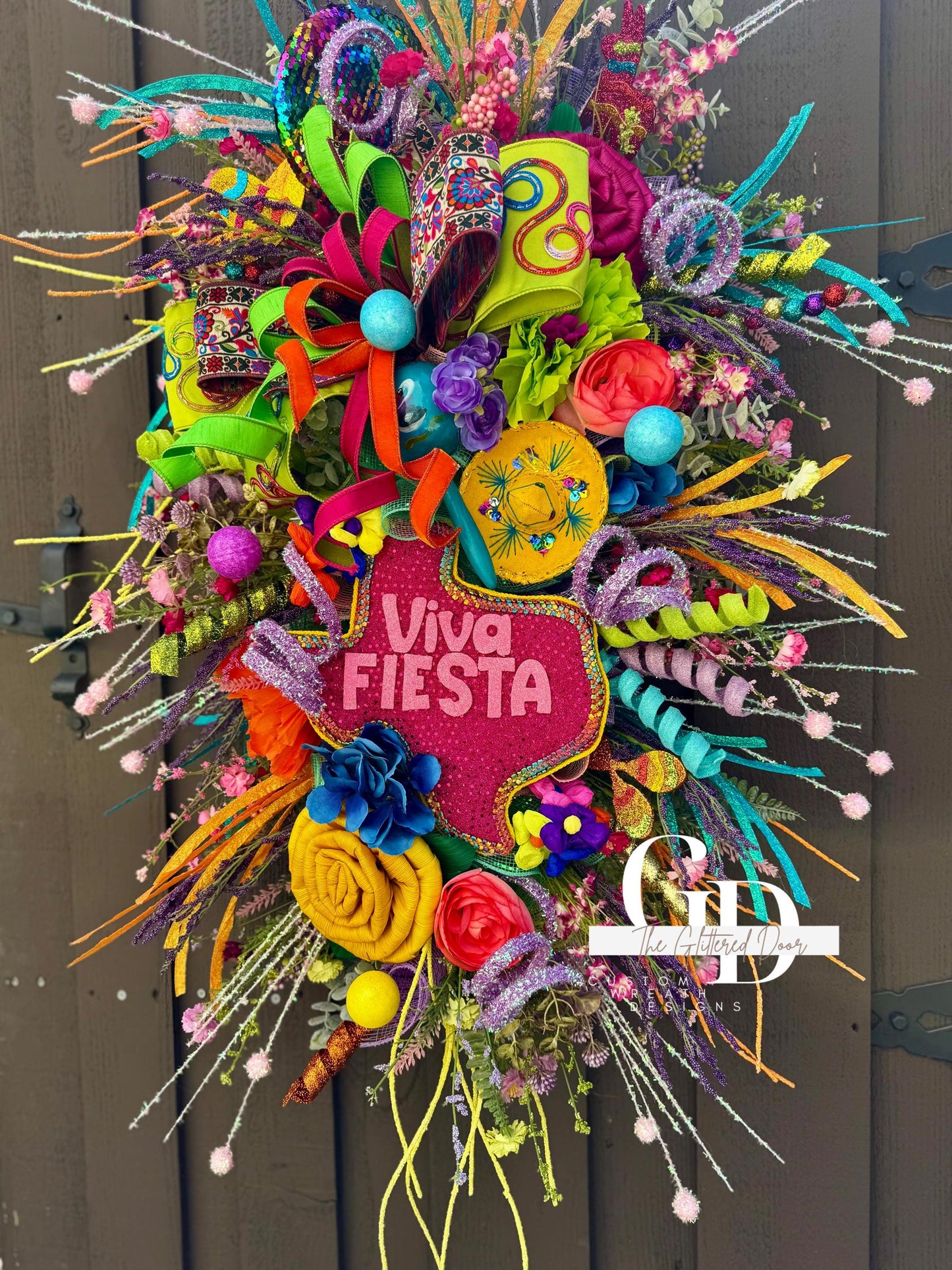 Viva Fiesta Swag Wreath - 32" Cinco de Mayo Wreath for Festive Party Decor