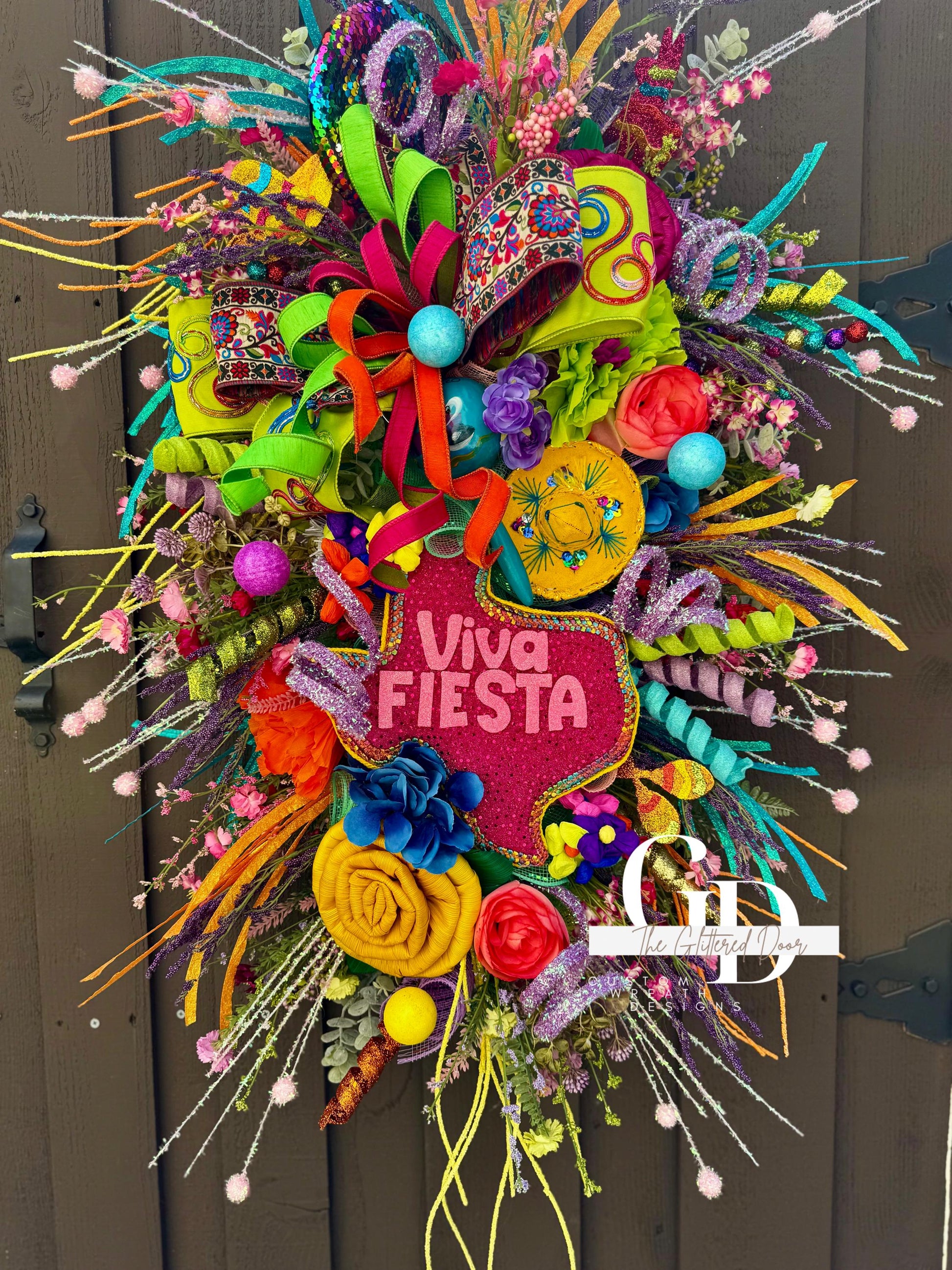Viva Fiesta Swag Wreath - 32" Cinco de Mayo Wreath for Festive Party Decor