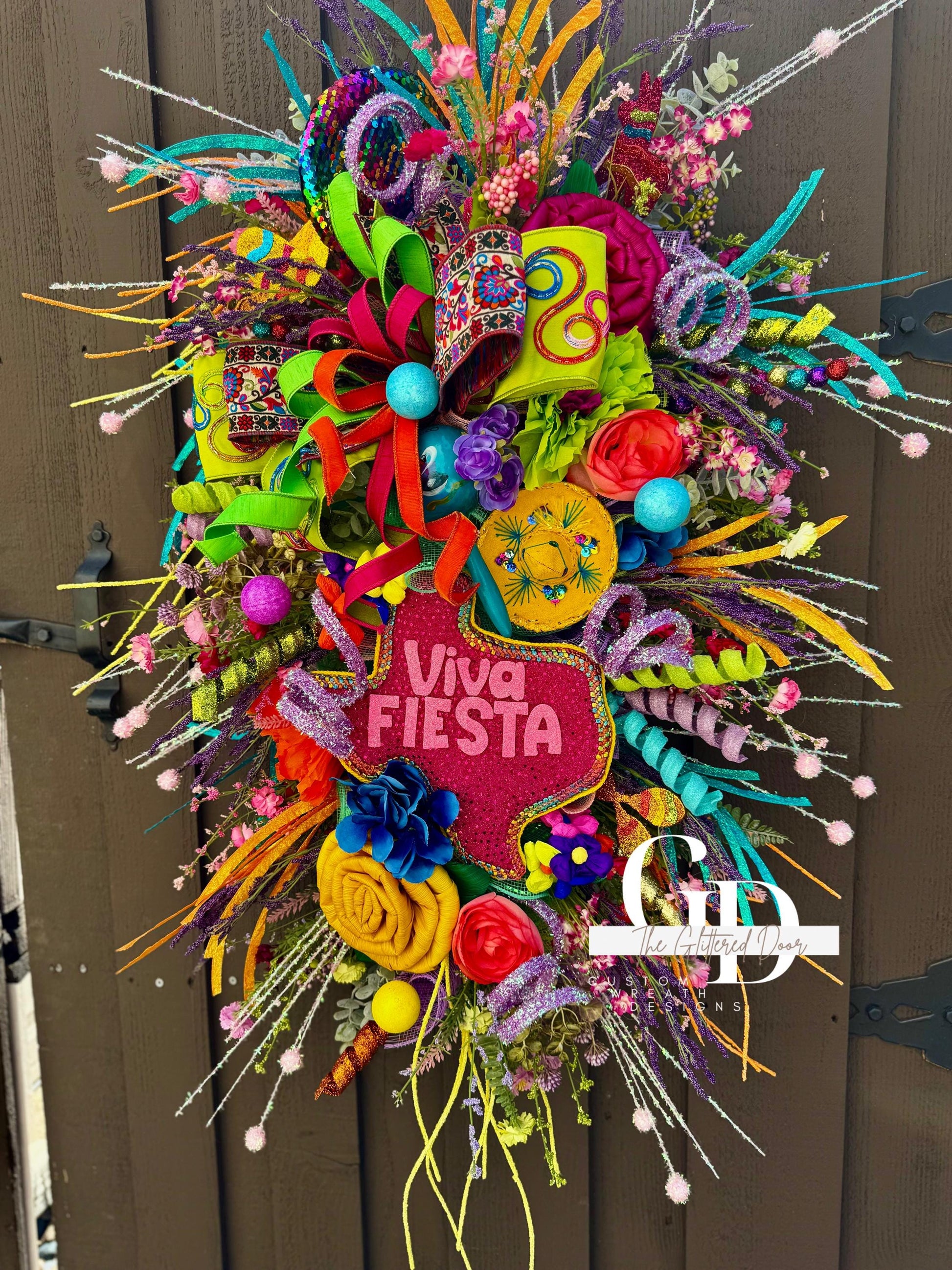 Viva Fiesta Swag Wreath - 32" Cinco de Mayo Wreath for Festive Party Decor