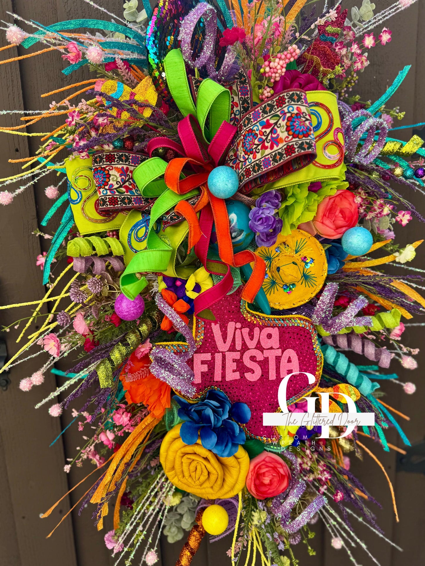 Viva Fiesta Swag Wreath - 32" Cinco de Mayo Wreath for Festive Party Decor