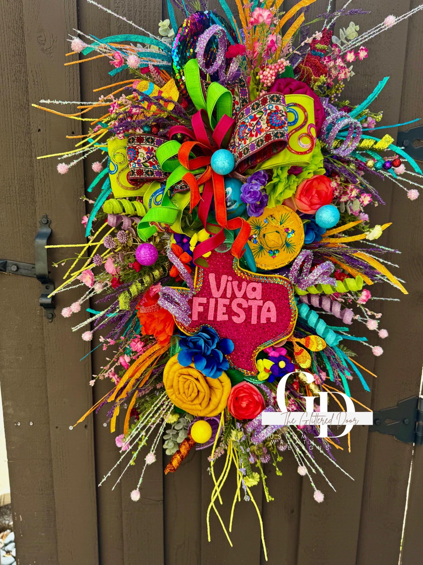 Viva Fiesta Swag Wreath - 32" Cinco de Mayo Wreath for Festive Party Decor