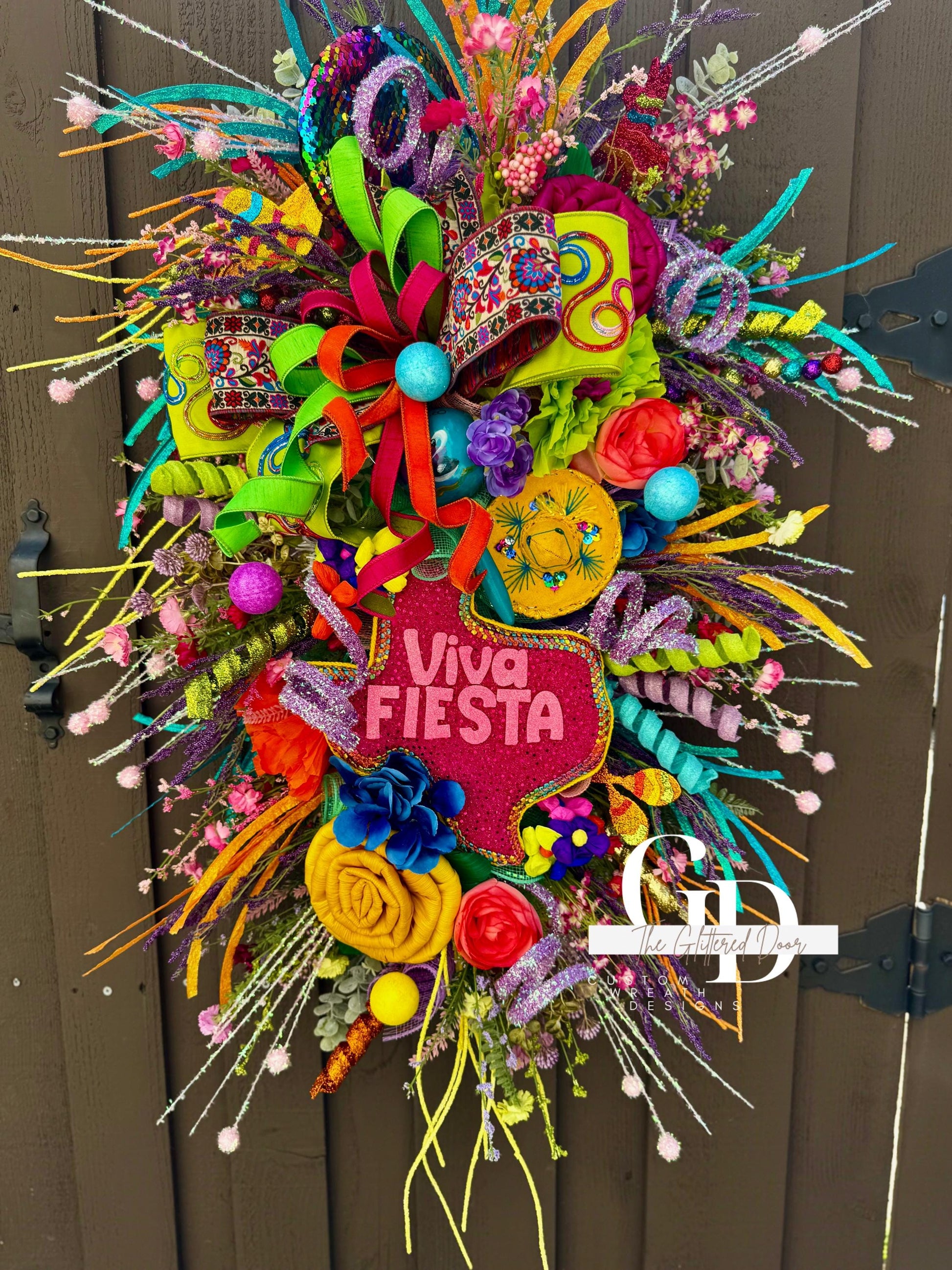 Viva Fiesta Swag Wreath - 32" Cinco de Mayo Wreath for Festive Party Decor