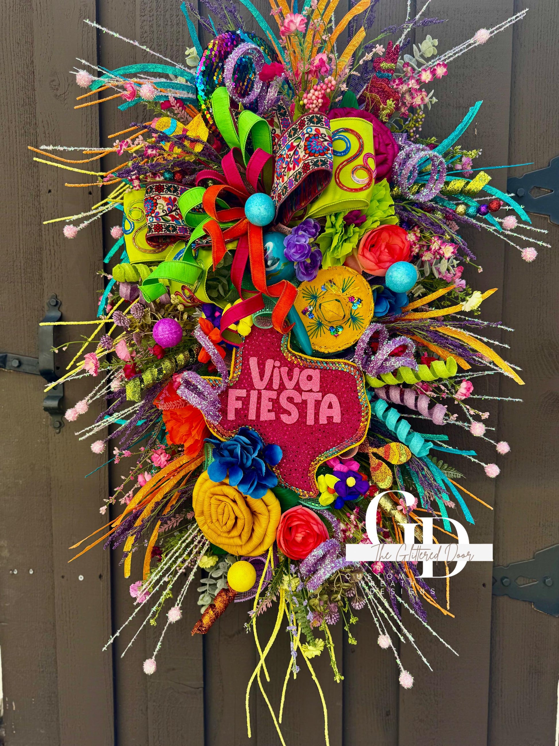 Viva Fiesta Swag Wreath - 32" Cinco de Mayo Wreath for Festive Party Decor