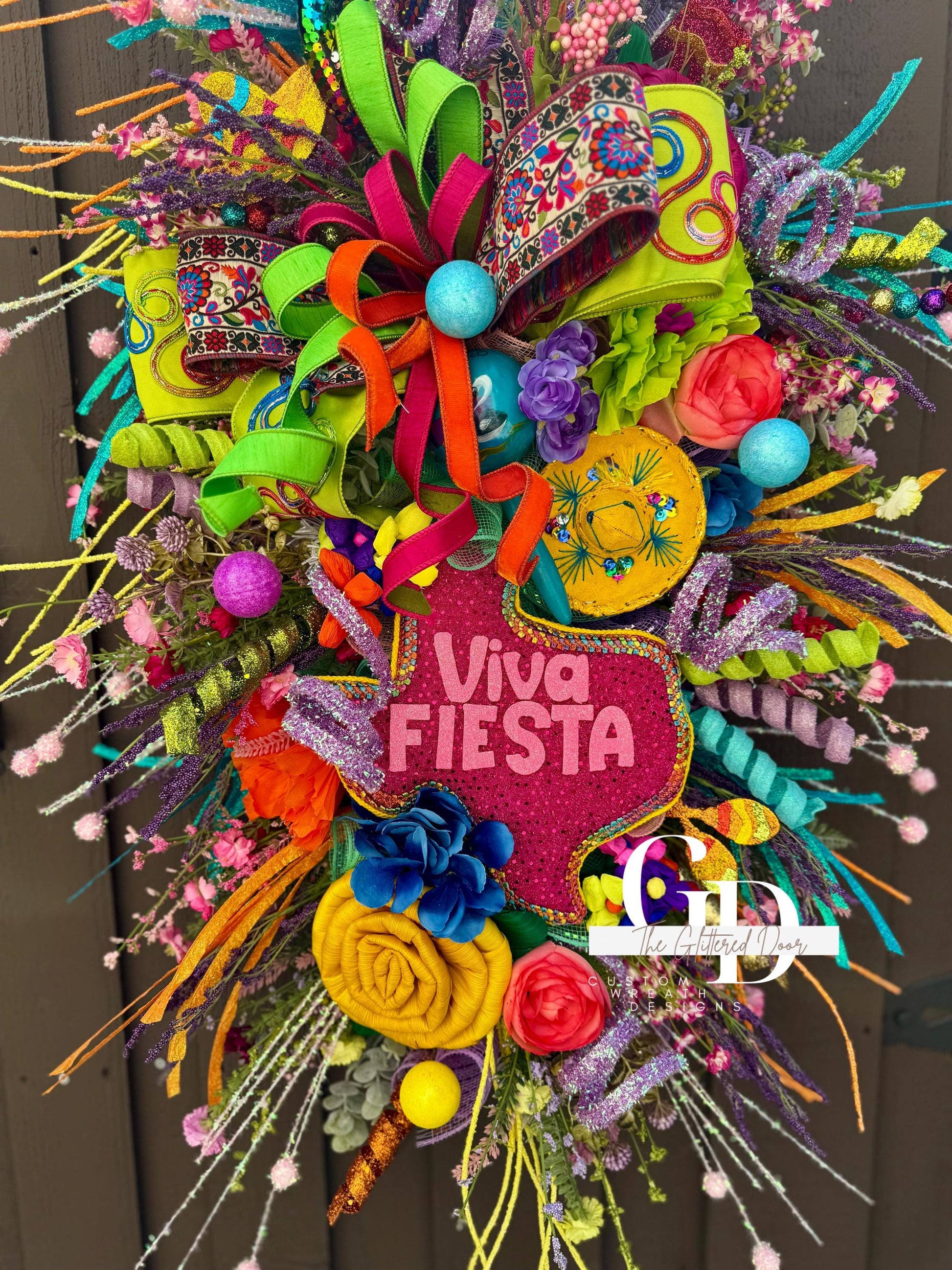 Viva Fiesta Swag Wreath - 32" Cinco de Mayo Wreath for Festive Party Decor