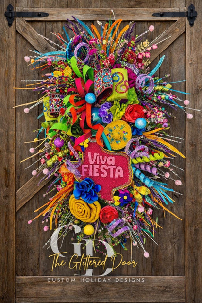 Viva Fiesta Swag Wreath - 32" Cinco de Mayo Wreath for Festive Party Decor