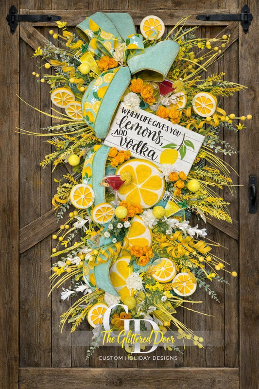 Lemon Summer Wreath XL Front Door Party Decor for Vibrant Seasonal Charm