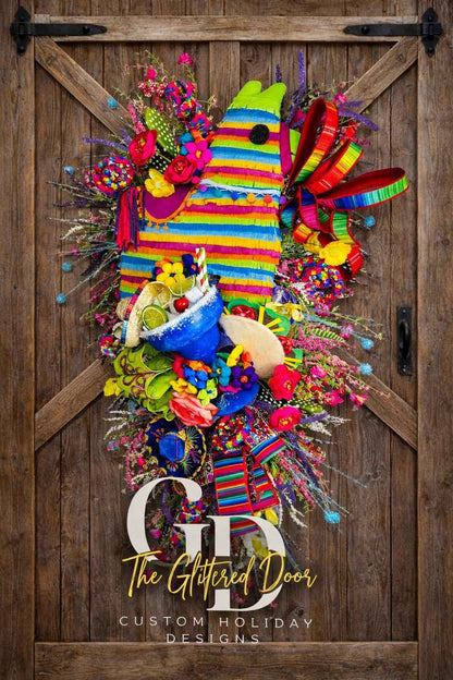 Viva Fiesta Oversized 36" Cinco de Mayo Wreath - Whimsical Designer Spring Front Door Decor