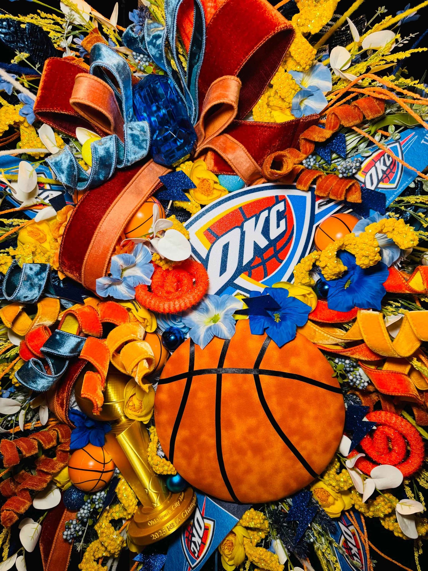 Oklahoma Basketball Fan Wreath for Front Door, Sports Fan Decor, Basketball Wreath, Game Day Door Decor, Sports Fan Gift