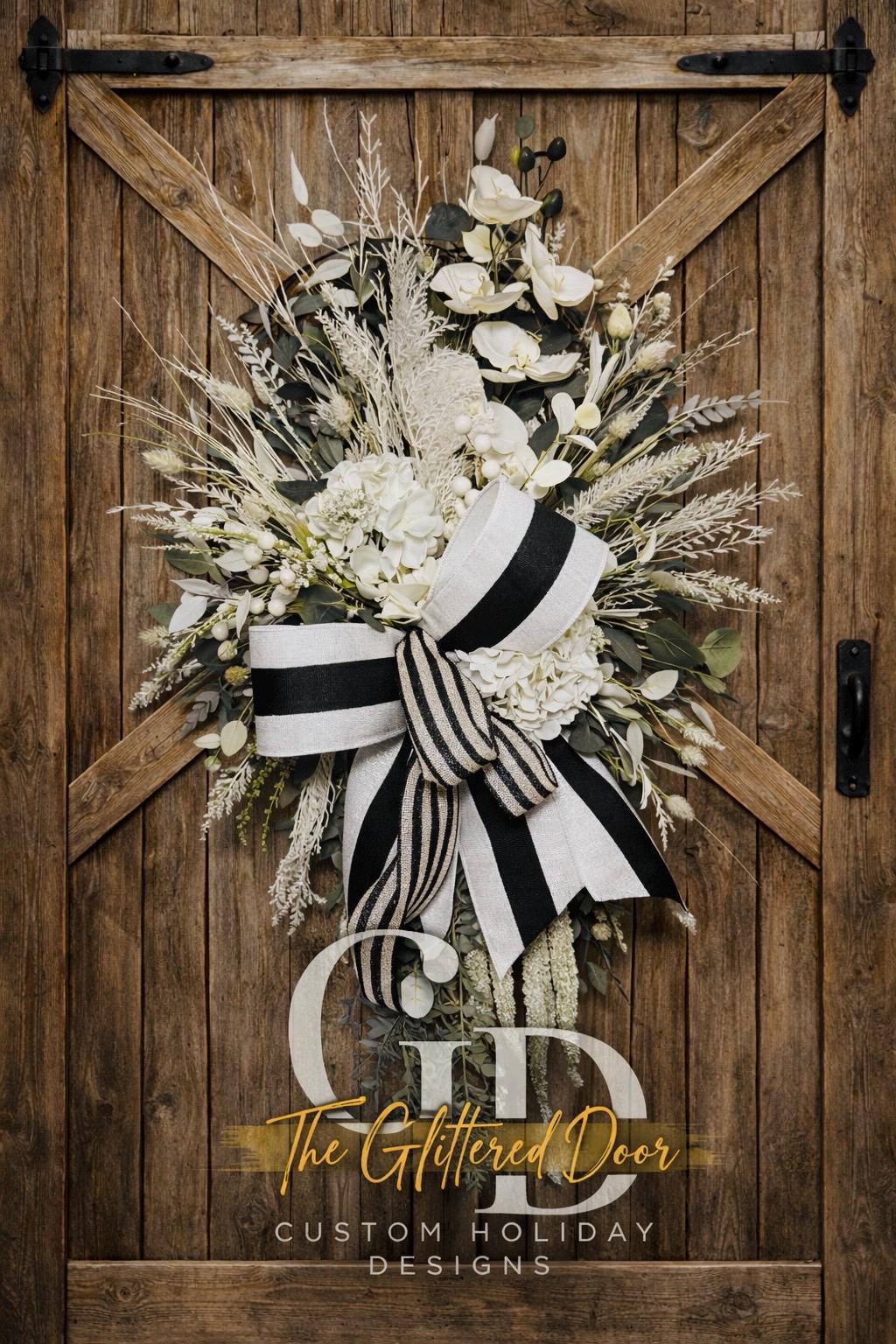 Custom Hydrangea Wreath for Everyday Use - Modern Farmhouse Door Decor in Neutral Colors