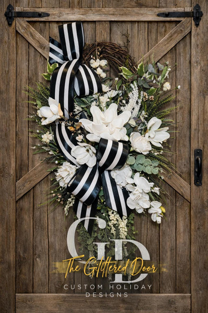 Custom Hydrangea Wreath for Everyday Use - Modern Farmhouse Door Decor in Neutral Colors