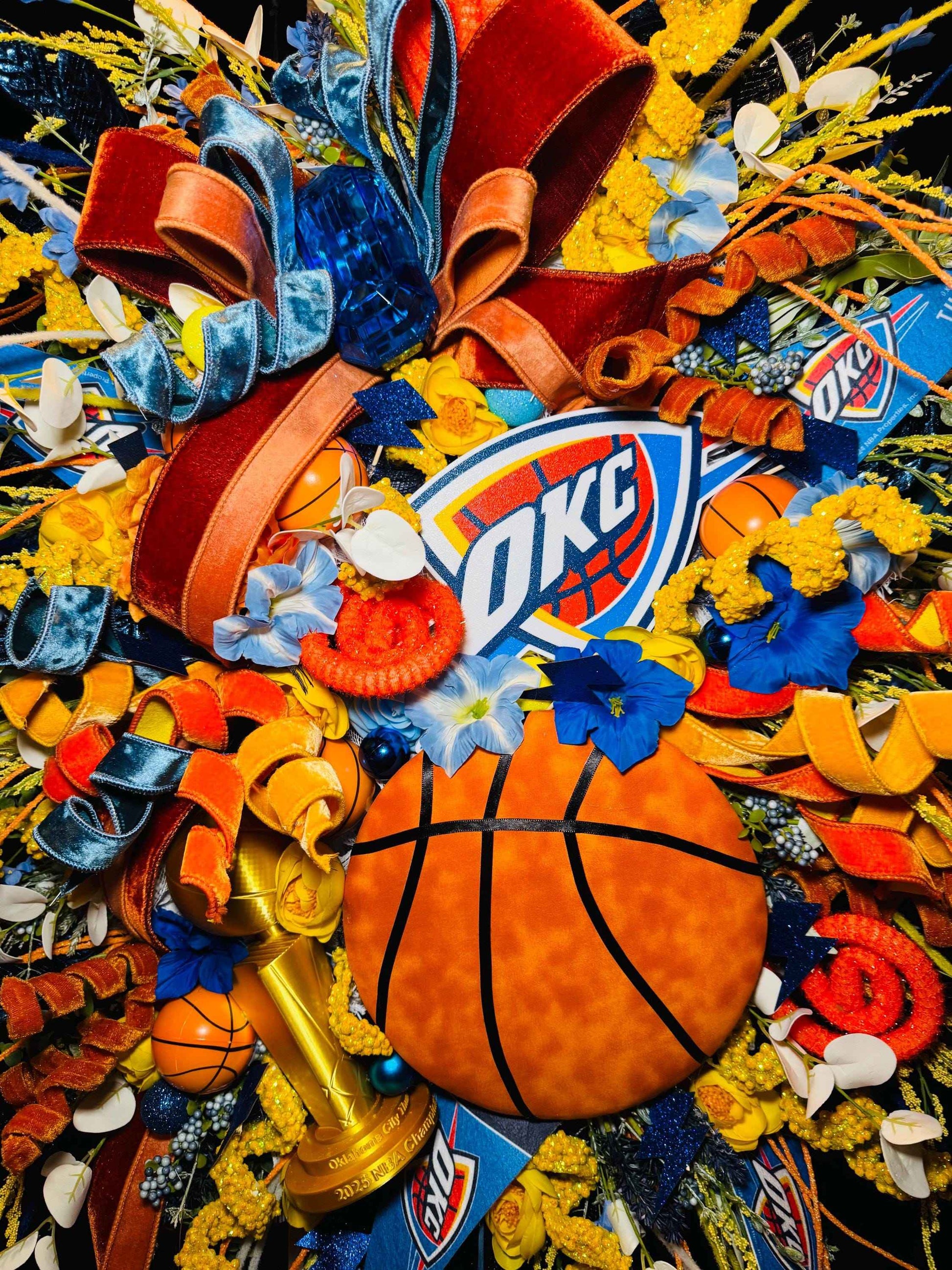 Oklahoma Basketball Fan Wreath for Front Door, Sports Fan Decor, Basketball Wreath, Game Day Door Decor, Sports Fan Gift