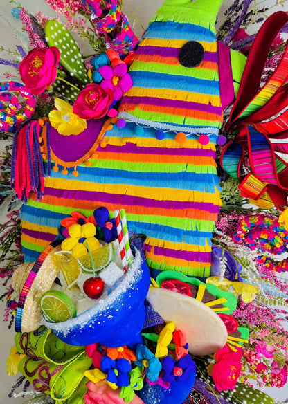 Viva Fiesta Oversized 36" Cinco de Mayo Wreath - Whimsical Designer Spring Front Door Decor
