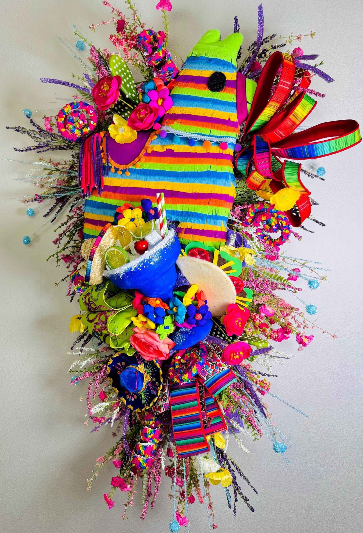 Viva Fiesta Oversized 36" Cinco de Mayo Wreath - Whimsical Designer Spring Front Door Decor