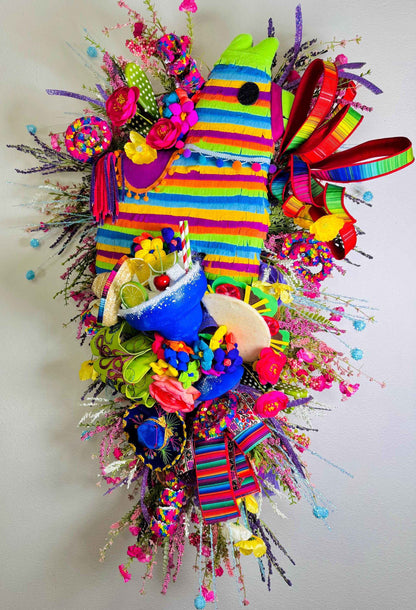 Viva Fiesta Oversized 36" Cinco de Mayo Wreath - Whimsical Designer Spring Front Door Decor