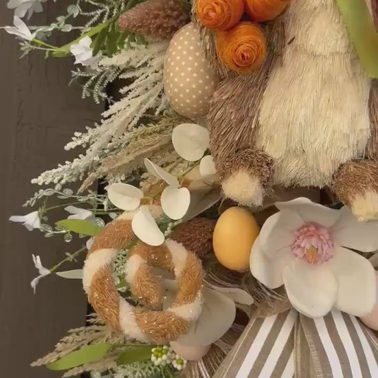 Easter/Spring Bunny Swag Wreath Neutral Tones. Spring Decor xl wreath Front Porch Easter Decor