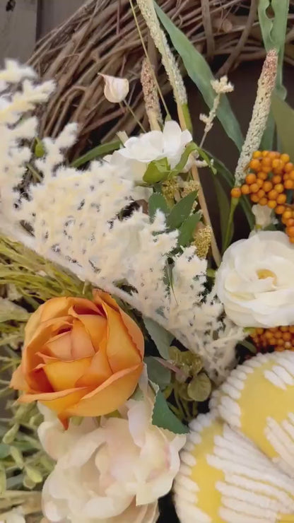 Custom Front Door Fall Wreath Made to Order Front door fall decor Pumpkin decor Outdoor wreath Autumn wreath Elegant Grapevine wreath