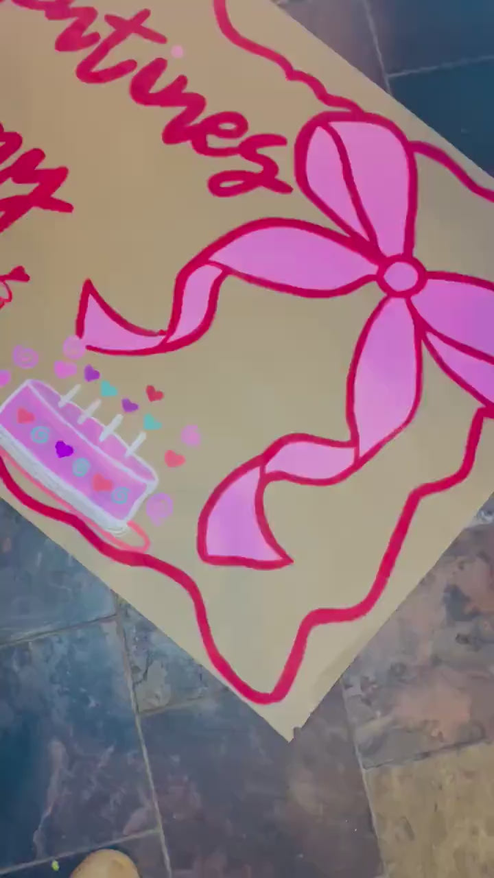 Hand Painted Custom Celebration Banner: Birthday, Galentine's Day
