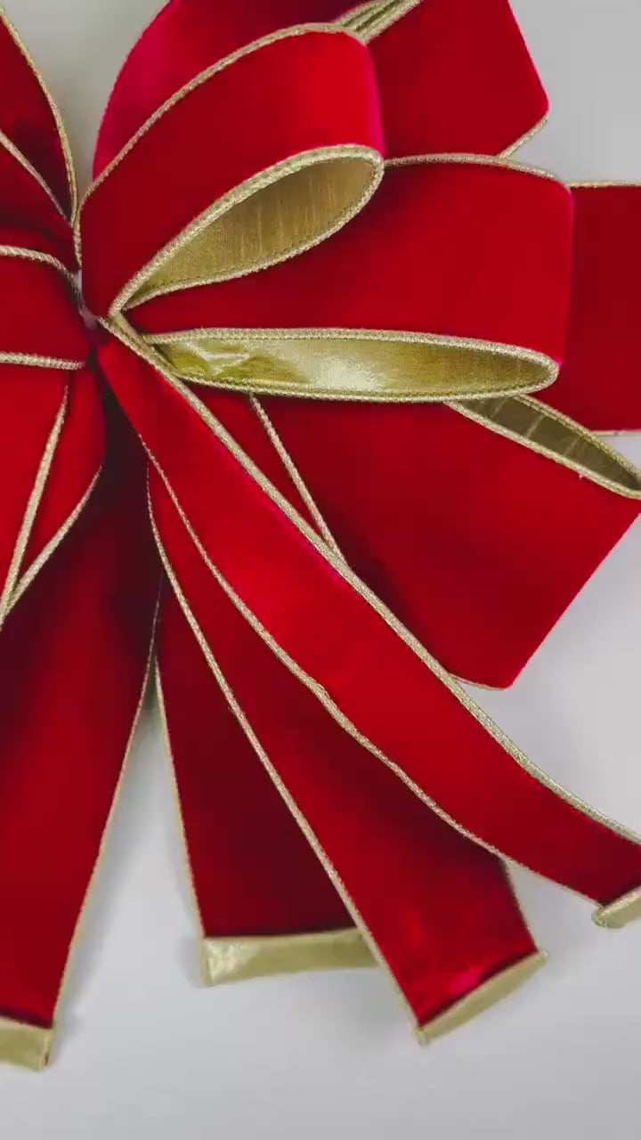 Handmade bows with designer ribbon. Christmas Bows. Bows for decorating. Luxury Holiday Tree Topper bows.