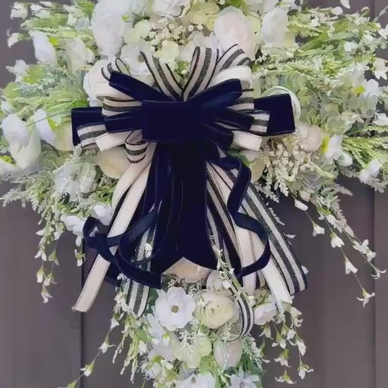 Easter Swag Cross Wreath Oversized cross shaped floral wreath Elegant Religous Decor for front door Easter Decor Christian gifts