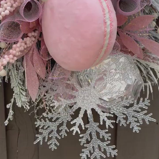 Pink Winter XL Wreath Glam Jewel Ornament wreath Pastel Candy Holiday wreath. Elegant Holiday decor Winter Door Decor Candyland Decor