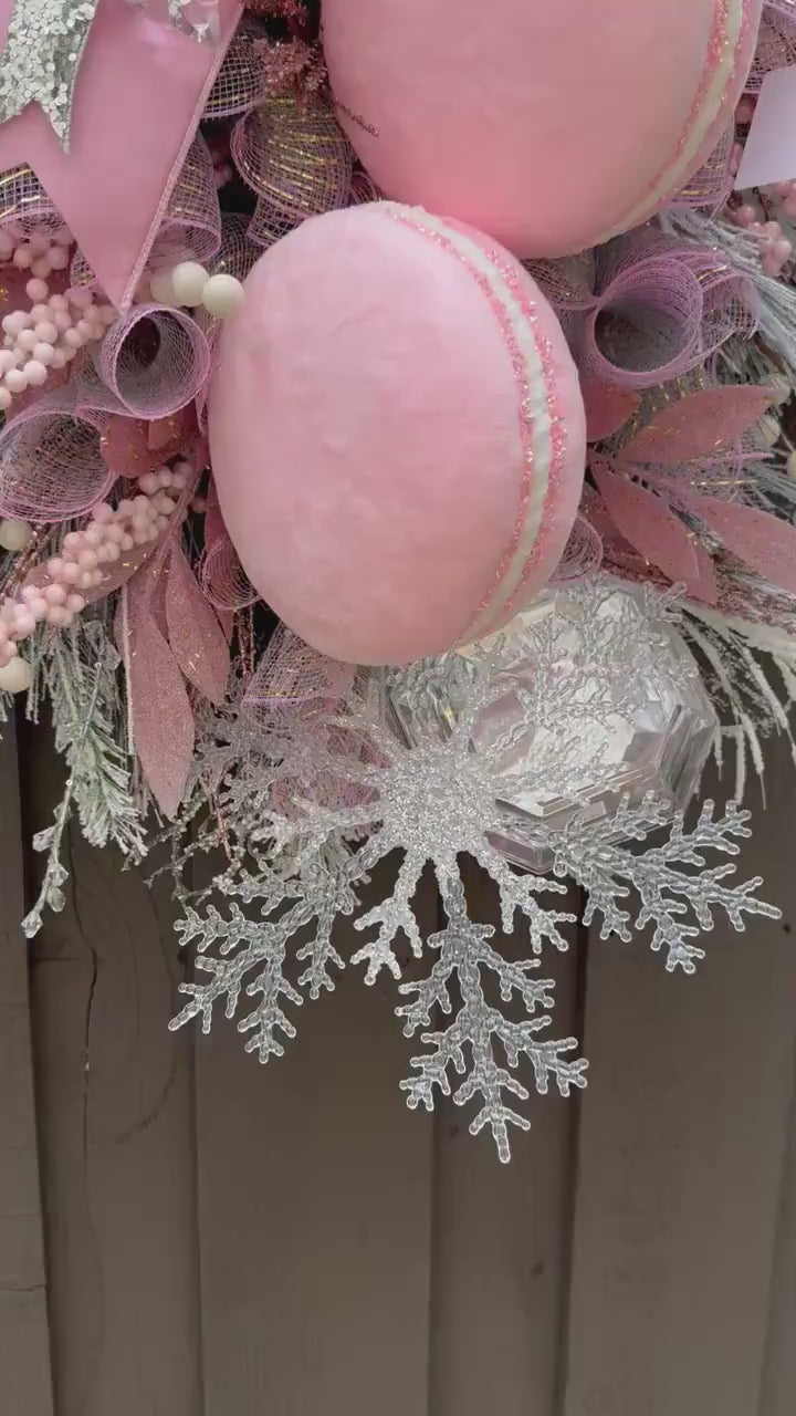 Pink Winter XL Wreath Glam Jewel Ornament wreath Pastel Candy Holiday wreath. Elegant Holiday decor Winter Door Decor Candyland Decor