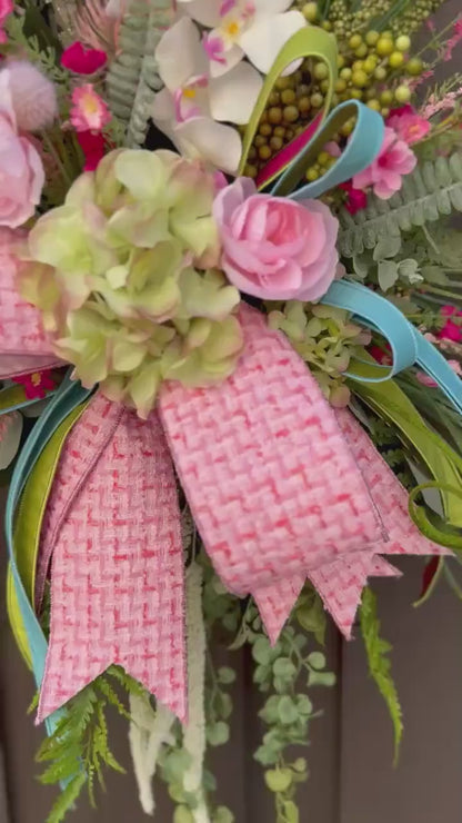 Bright Spring Moss Wreath for Front Door Spring Statement Floral wreath for door Spring wreath bright spring florals