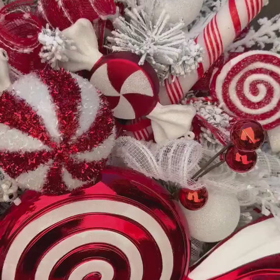 Candy Cane Ln Christmas swag wreath Red and White Christmas wreath Candyland Designer Ribbon Holiday wreath Holiday decor Christmas decor