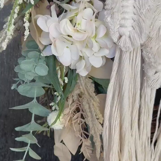 Outdoor Everyday Wreath Boho Decor Dream Catcher Cream color wreath Versatile Decor Summer Front Door Decor Home Decor Wedding wreath