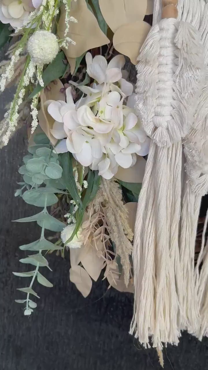 Outdoor Everyday Wreath Boho Decor Dream Catcher Cream color wreath Versatile Decor Summer Front Door Decor Home Decor Wedding wreath