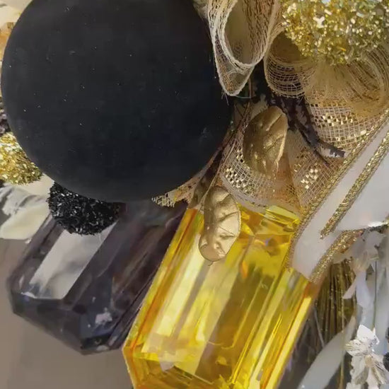 Black white & Gold glam xl wreath Jewel Ornaments wreath Elegant Christmas Wreath Holiday decor Christmas decor Made to Order