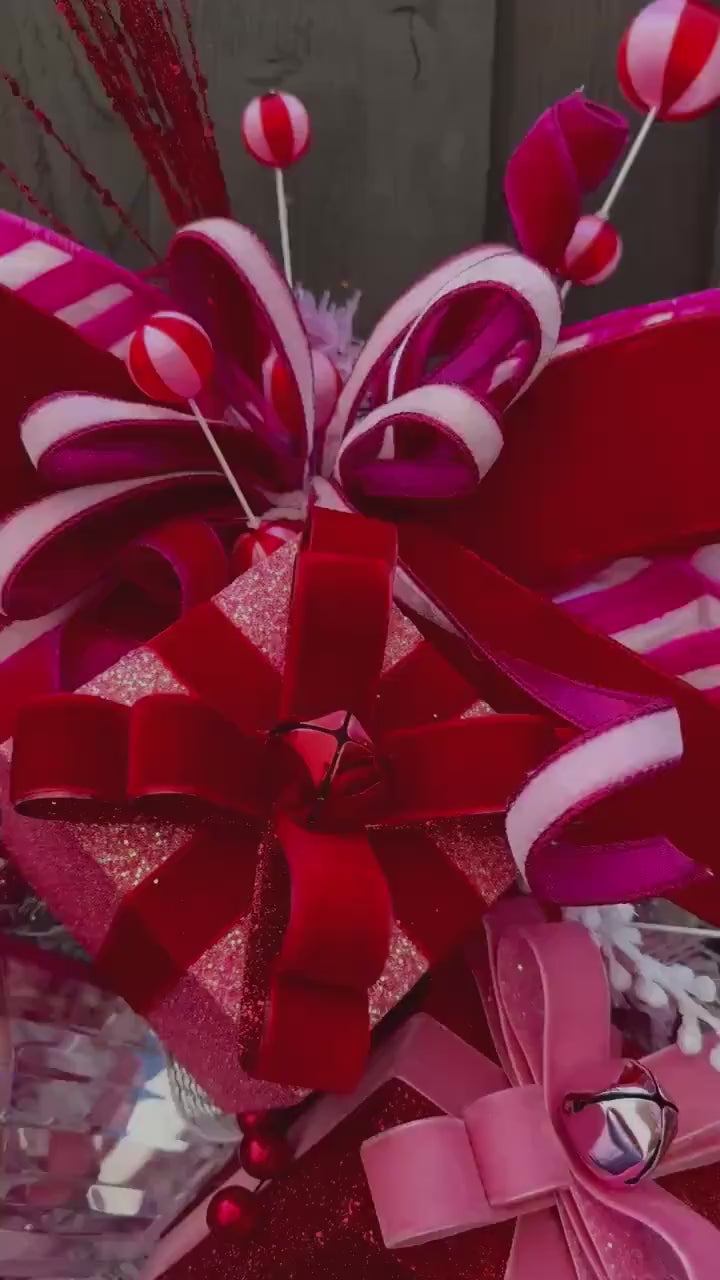 Pink and Red Christmas glam swag wreath Jewel Ornament wreath Holiday wreath Holiday decor Christmas decor elegant wreath Made to Order