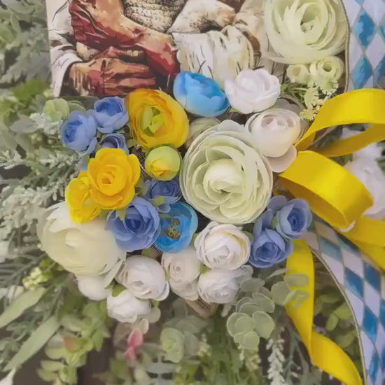 Easter Jesus Wreath: Neutral Tone Spring Front Door Decor Christian gifts swag wreath