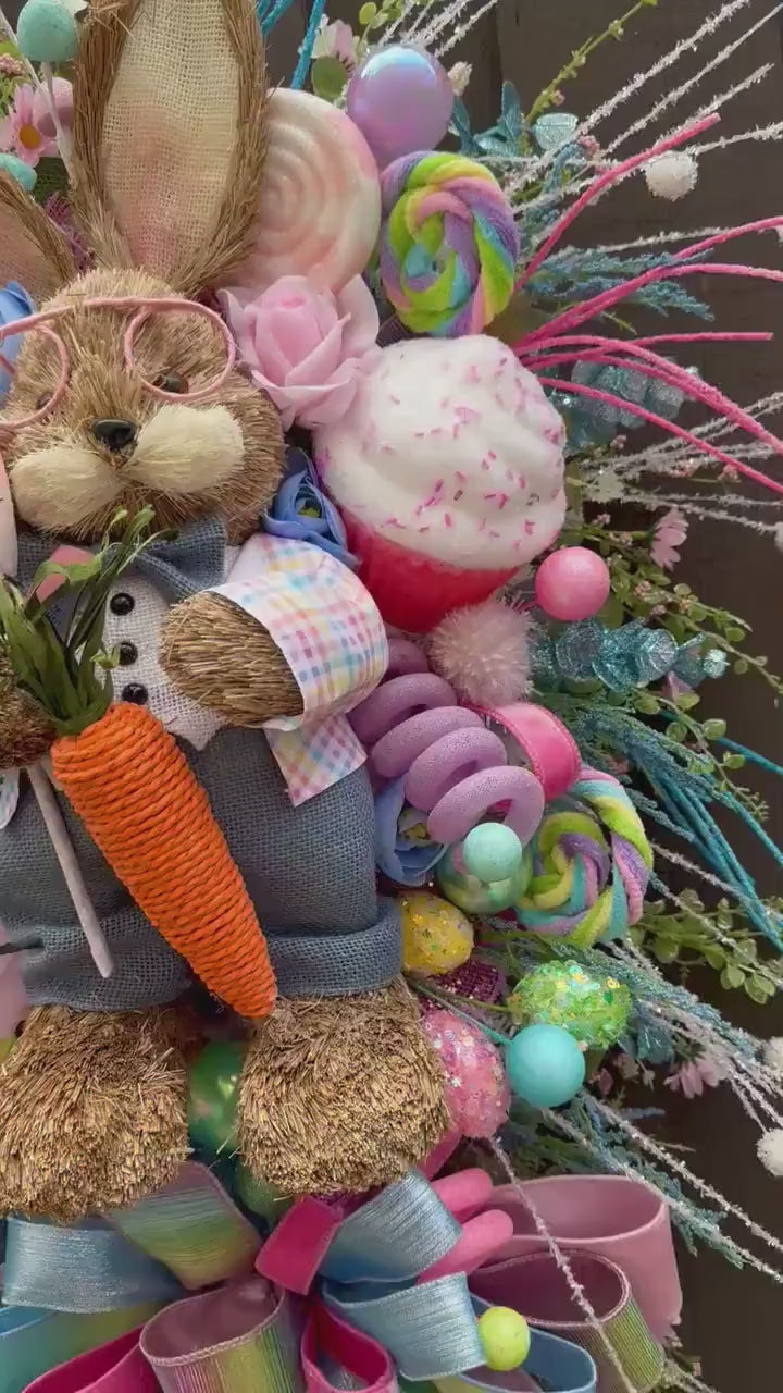Easter/Spring Bunny Swag Wreath Front Door Wreath Spring Decor Xl wreath for door Spring wreath Easter Decor