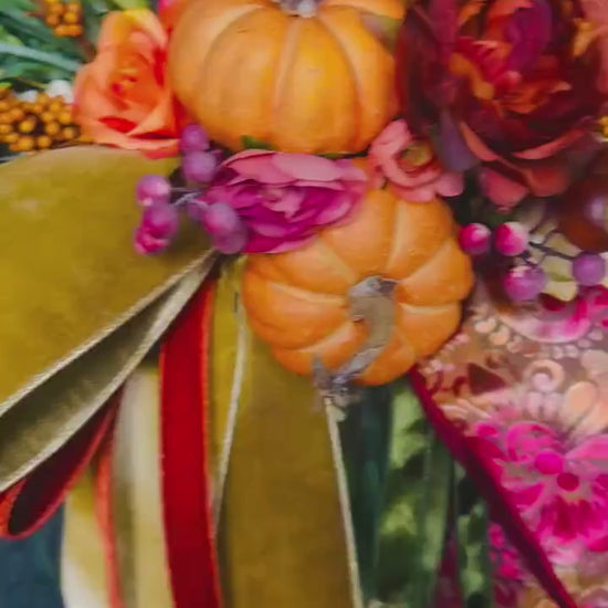 Fall Wreath Front door fall decor Pumpkin decor Fall Porch decor Thanksgiving wreath Outdoor wreath Autumn wreath