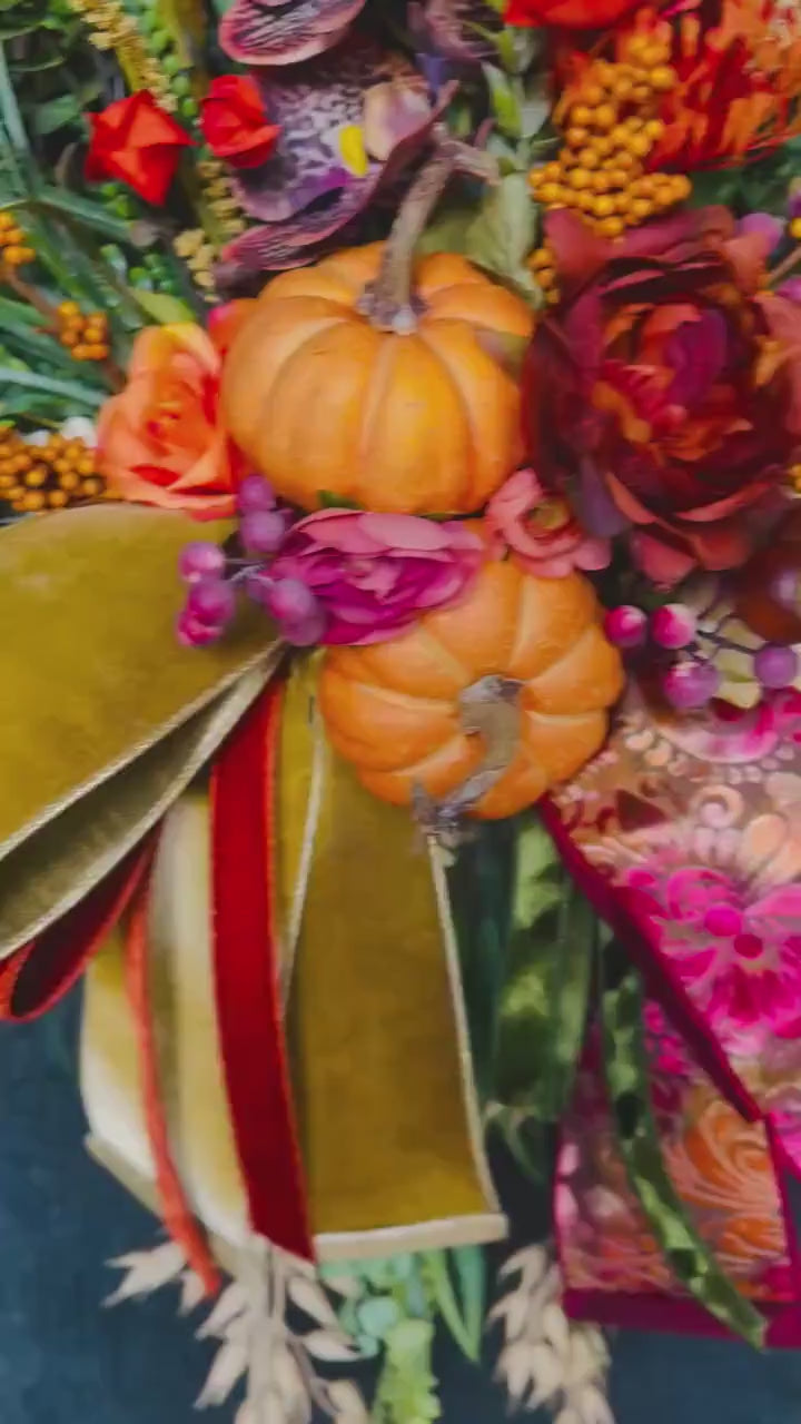 Fall Wreath Front door fall decor Pumpkin decor Fall Porch decor Thanksgiving wreath Outdoor wreath Autumn wreath