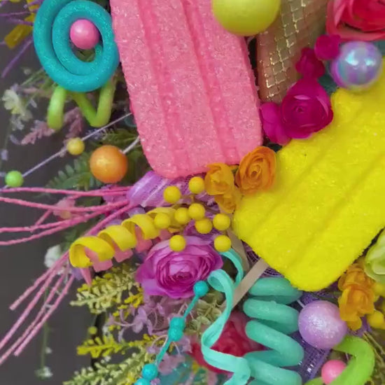 Oversized Summer Wreath Custom Front Door wreath Popsicle Ice cream Summer Party Decor Pool party decor Kids Party Decor Tropical wreath
