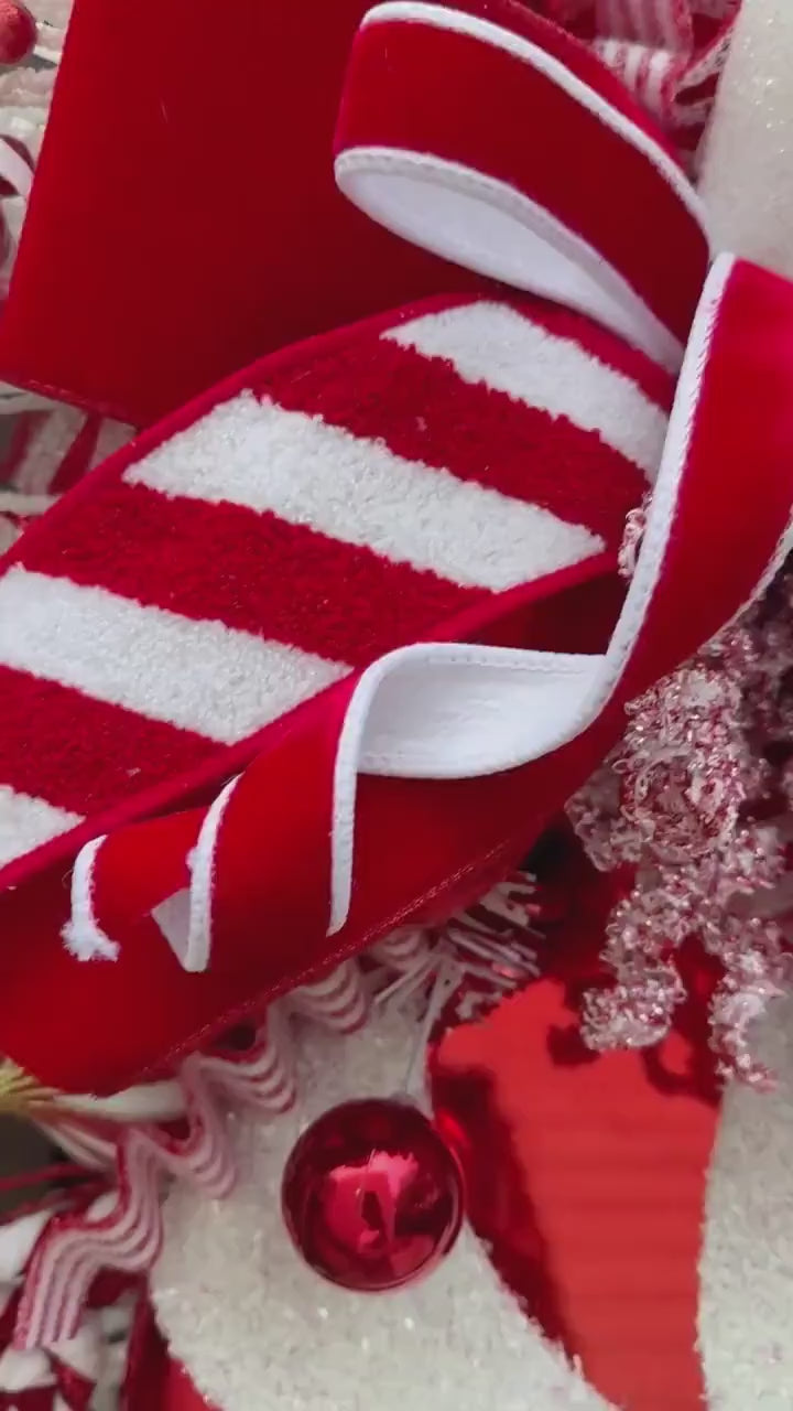 Candy Cane Christmas wreath Red and White Christmas wreath Candyland Holiday wreath Holiday decor Christmas decor Made to Order